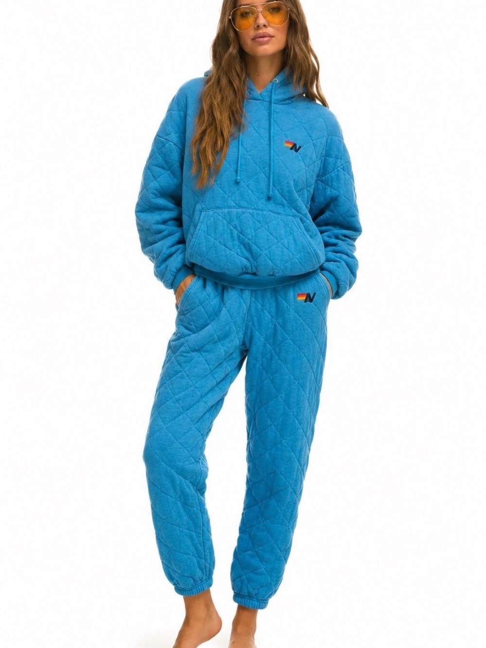 Aviator Nation QUILTED SWEATPANTS & HOODIE - OCEAN